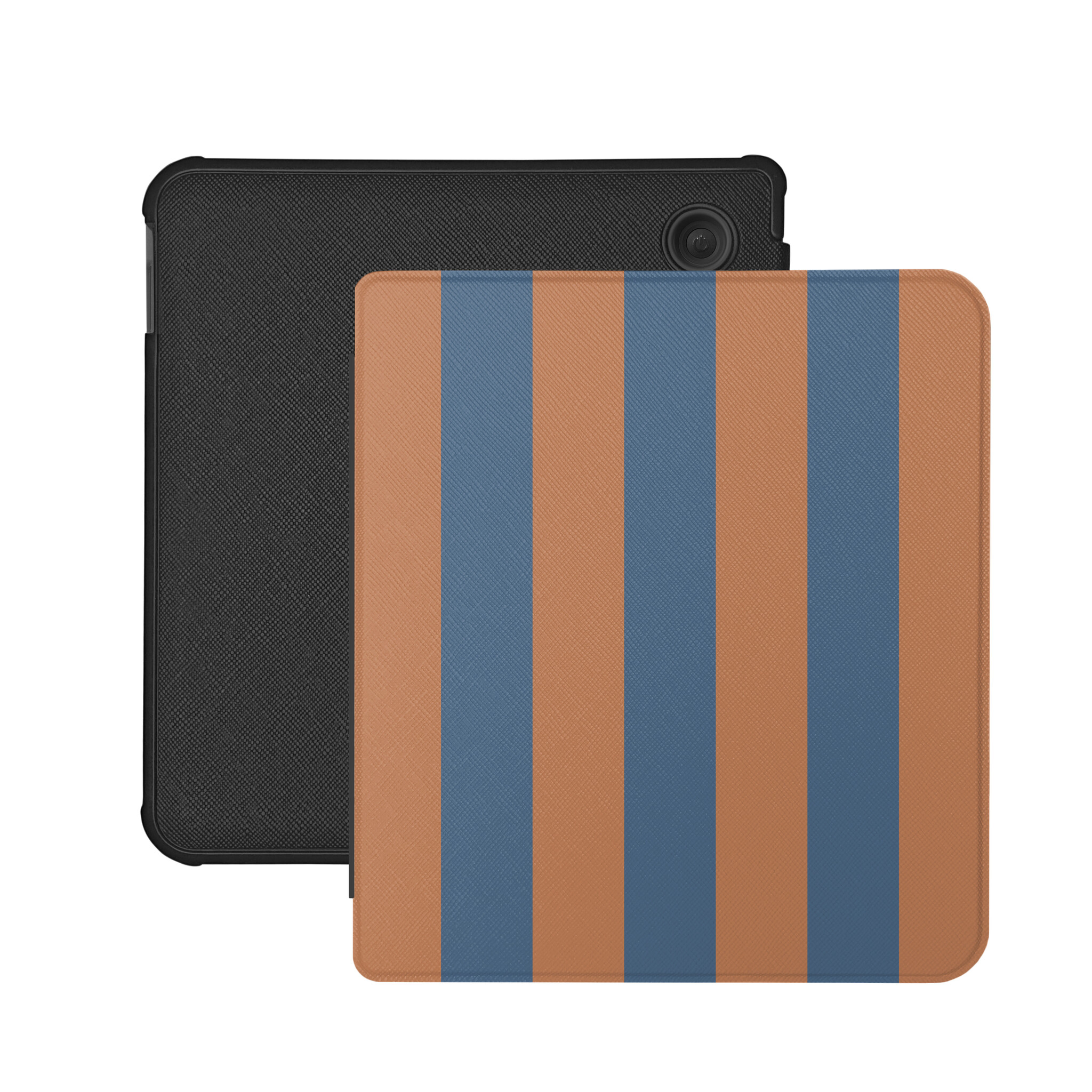 Kobo Libra Colour Hoesje - Vegan Saffiano Leren Sleep Cover - Met Handband en Auto Wake/Sleep - Rusty Blue