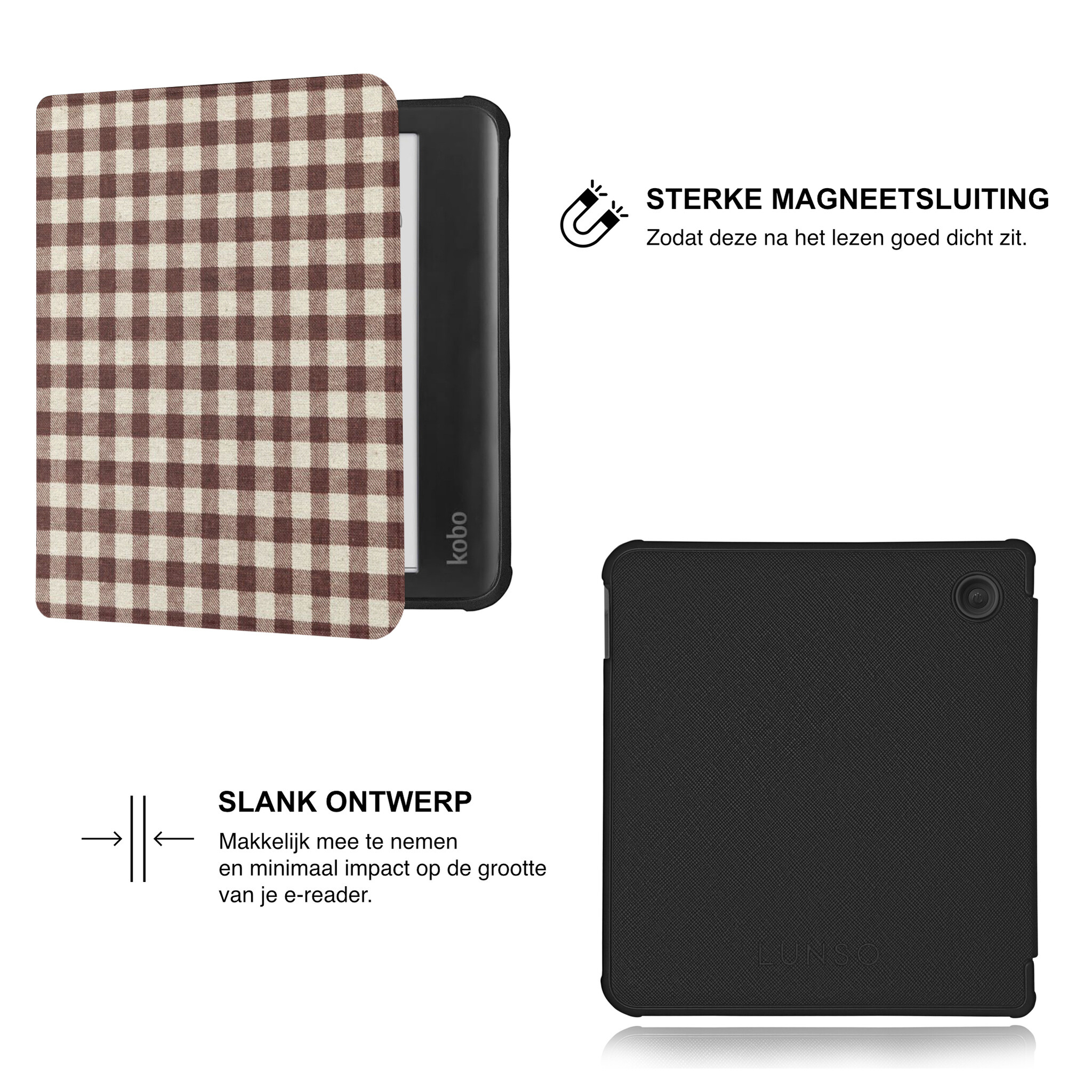 Kobo Libra Colour Hoesje - Vegan Saffiano Leren Sleep Cover - Met Handband en Auto Wake/Sleep - Sunday Brunch