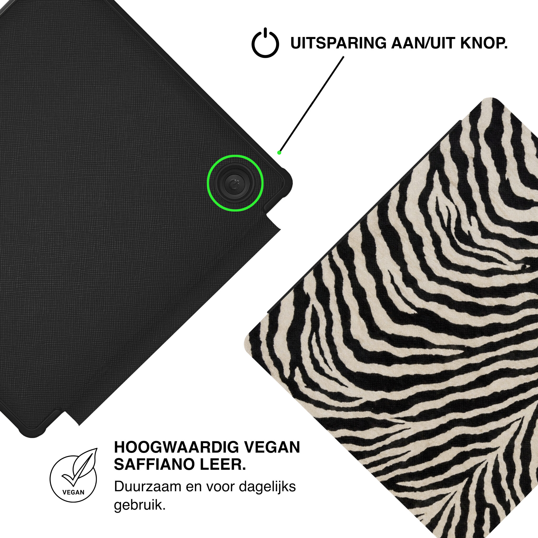 Kobo Libra Colour Hoesje - Vegan Saffiano Leren Sleep Cover - Met Handband en Auto Wake/Sleep - Untamed
