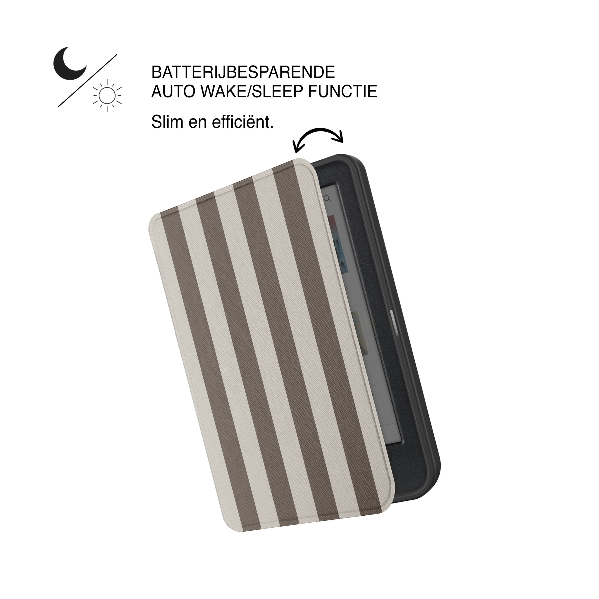 Kobo Clara BW / Clara Colour Hoesje - Vegan Saffiano Leren Sleep Cover - Met Handband en Auto Wake/Sleep - Café au Lait