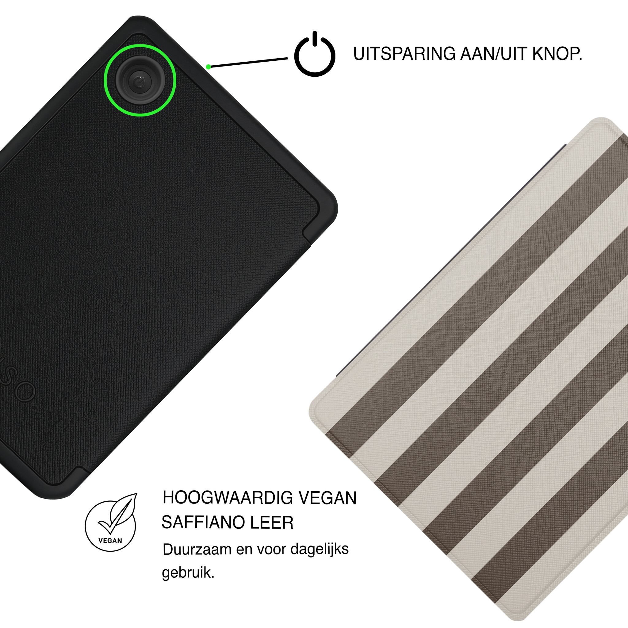Kobo Clara BW / Clara Colour Hoesje - Vegan Saffiano Leren Sleep Cover - Met Handband en Auto Wake/Sleep - Café au Lait