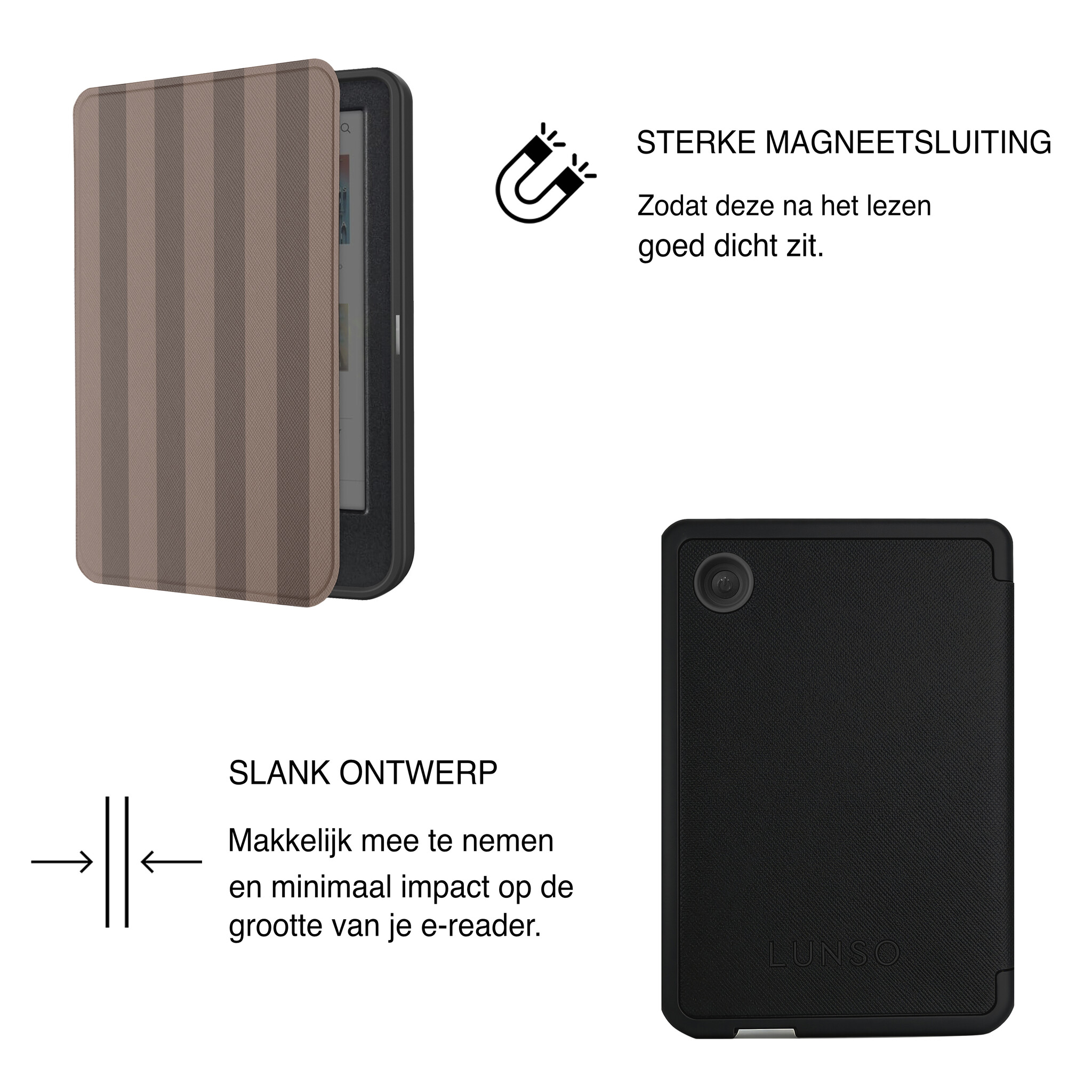 Kobo Clara BW / Clara Colour Hoesje - Vegan Saffiano Leren Sleep Cover - Met Handband en Auto Wake/Sleep - Espresso