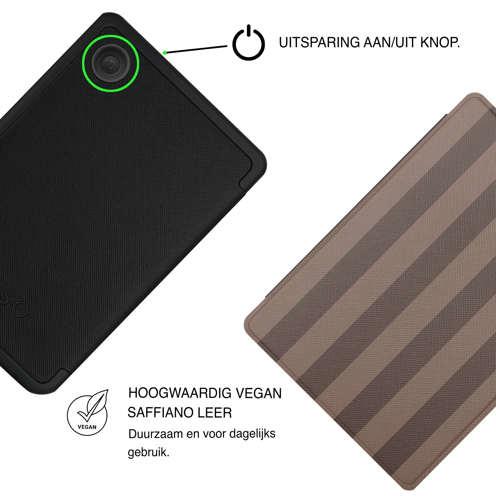 Kobo Clara BW / Clara Colour Hoesje - Vegan Saffiano Leren Sleep Cover - Met Handband en Auto Wake/Sleep - Espresso