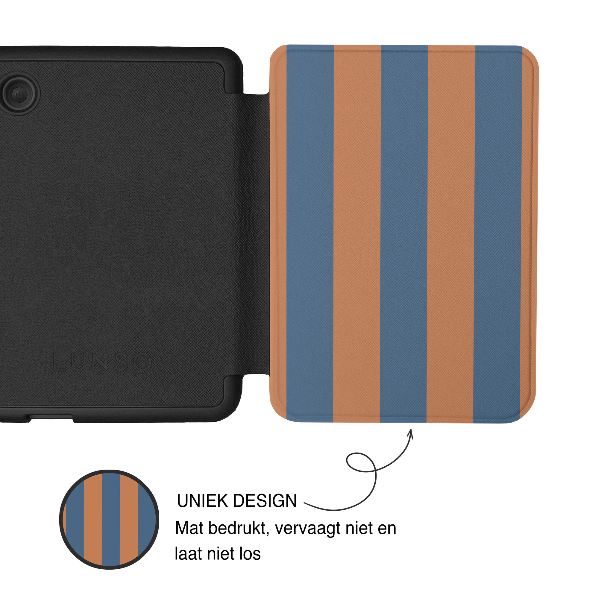 Kobo Clara BW / Clara Colour Hoesje - Vegan Saffiano Leren Sleep Cover - Met Handband en Auto Wake/Sleep - Rusty Blue