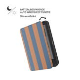 Kobo Clara BW / Clara Colour Hoesje - Vegan Saffiano Leren Sleep Cover - Met Handband en Auto Wake/Sleep - Rusty Blue