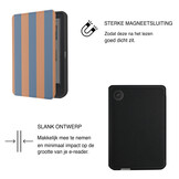 Kobo Clara BW / Clara Colour Hoesje - Vegan Saffiano Leren Sleep Cover - Met Handband en Auto Wake/Sleep - Rusty Blue