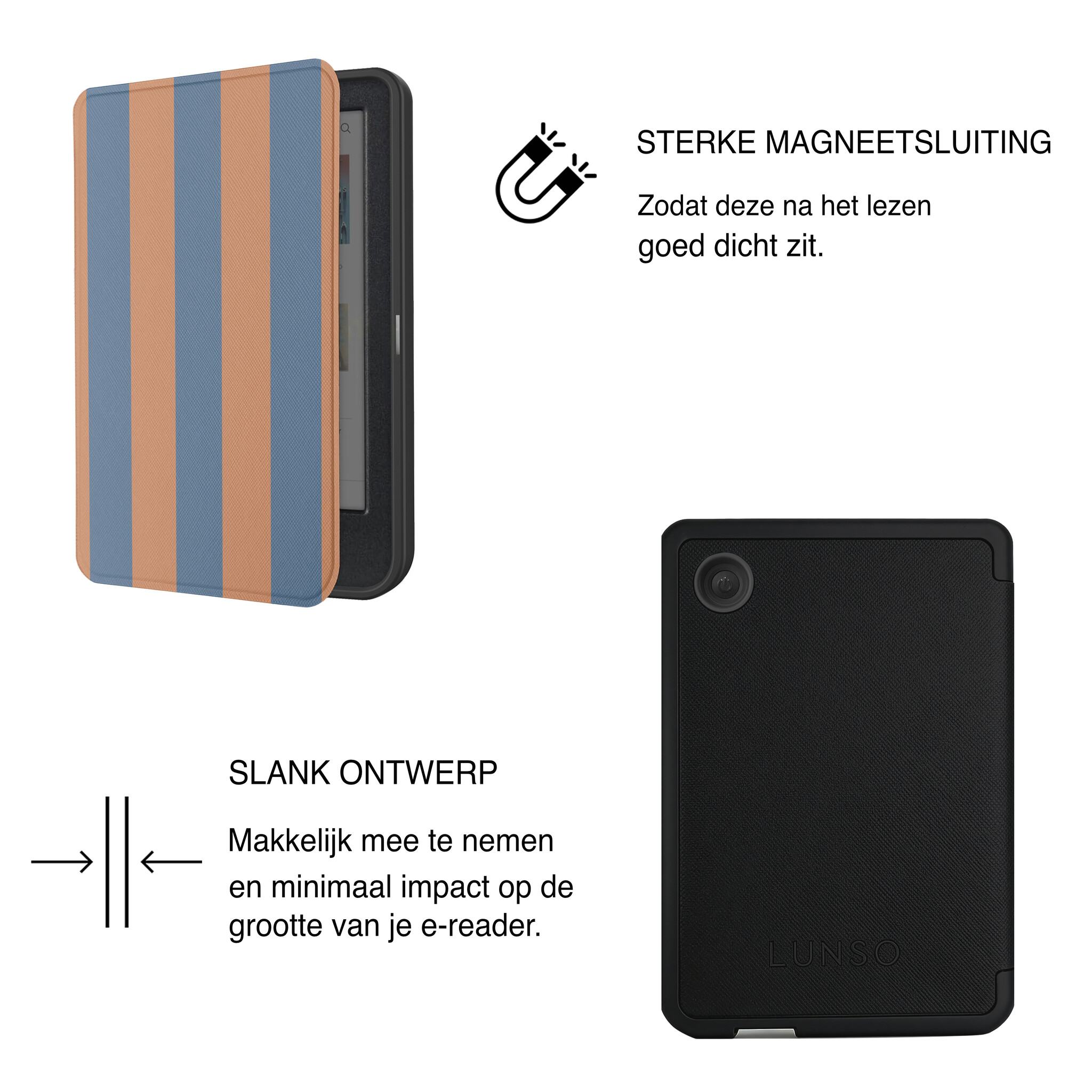 Kobo Clara BW / Clara Colour Hoesje - Vegan Saffiano Leren Sleep Cover - Met Handband en Auto Wake/Sleep - Rusty Blue