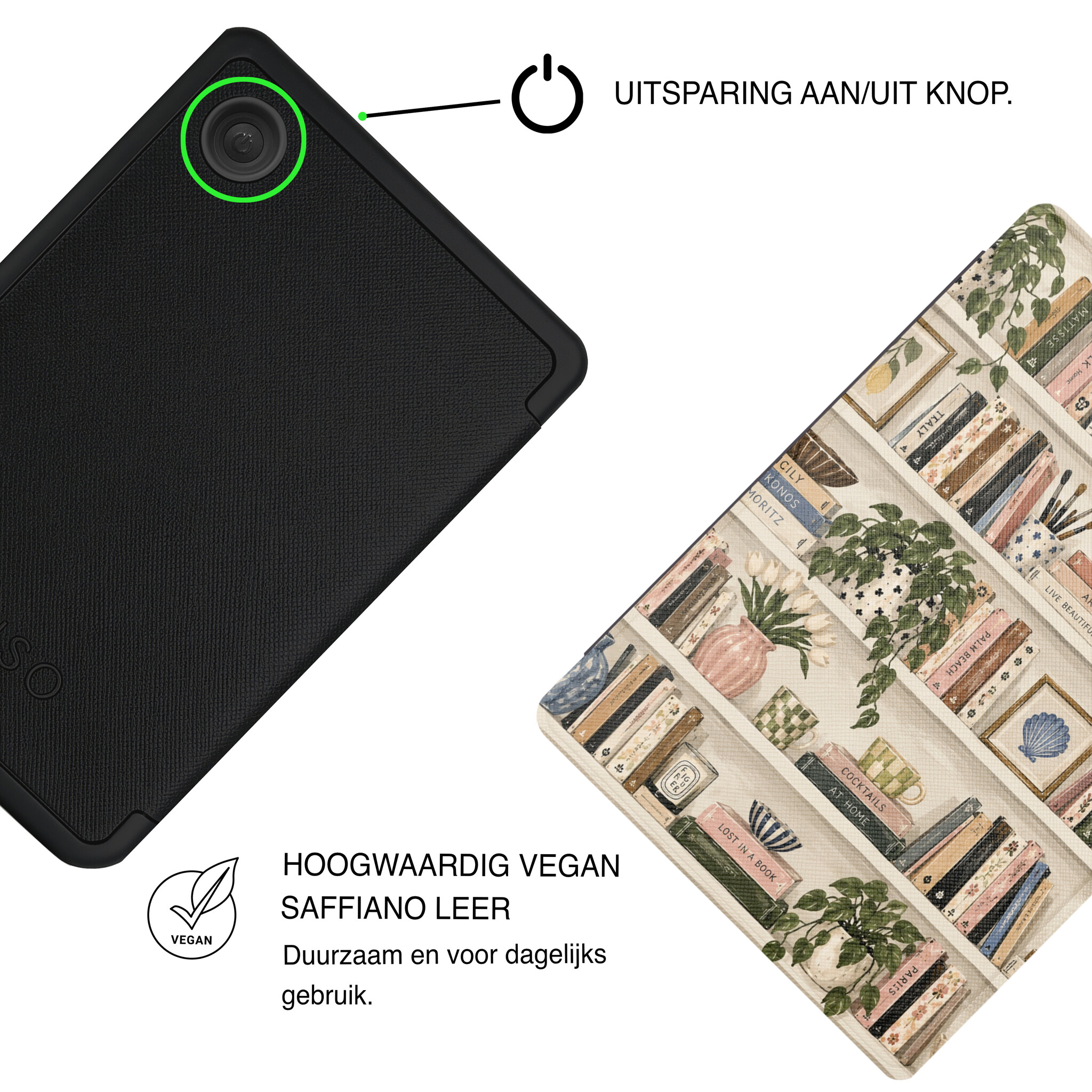 Kobo Clara BW / Clara Colour Hoesje - Vegan Saffiano Leren Sleep Cover - Met Handband en Auto Wake/Sleep - Libris