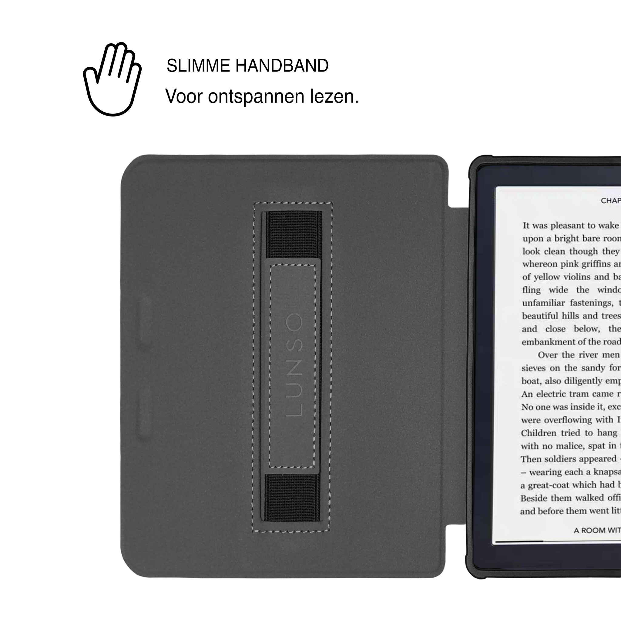 Kobo Clara BW / Clara Colour Hoesje - Vegan Saffiano Leren Sleep Cover - Met Handband en Auto Wake/Sleep - Tangerine Blush