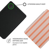 Kobo Clara BW / Clara Colour Hoesje - Vegan Saffiano Leren Sleep Cover - Met Handband en Auto Wake/Sleep - Tangerine Blush