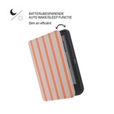 Kobo Clara BW / Clara Colour Hoesje - Vegan Saffiano Leren Sleep Cover - Met Handband en Auto Wake/Sleep - Tangerine Blush