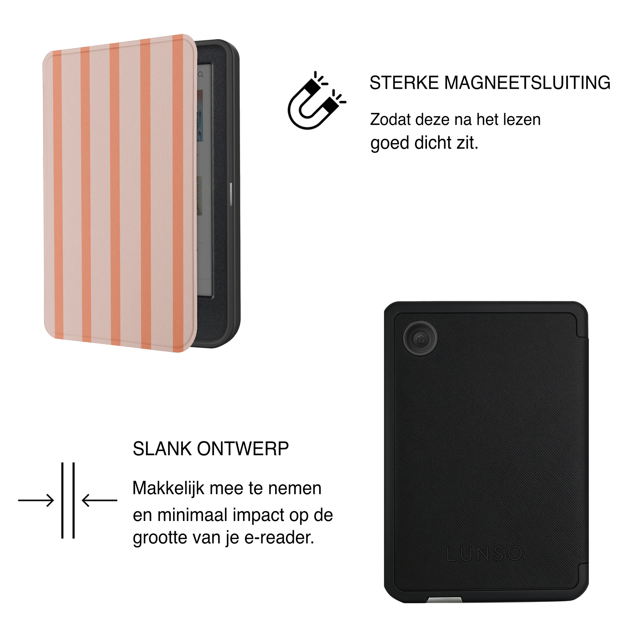 Kobo Clara BW / Clara Colour Hoesje - Vegan Saffiano Leren Sleep Cover - Met Handband en Auto Wake/Sleep - Tangerine Blush