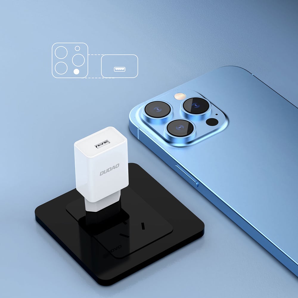 EU stekker met USB-C oplader - USB-A naar USB-C oplaadkabel en datakabel - 2.1A - 1 Meter – Wit