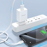 EU stekker met USB-C oplader - USB-A naar USB-C oplaadkabel en datakabel - 2.1A - 1 Meter – Wit