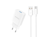 Dudao EU stekker met USB-C oplader en kabel - 2.1A - 1 Meter - Wit