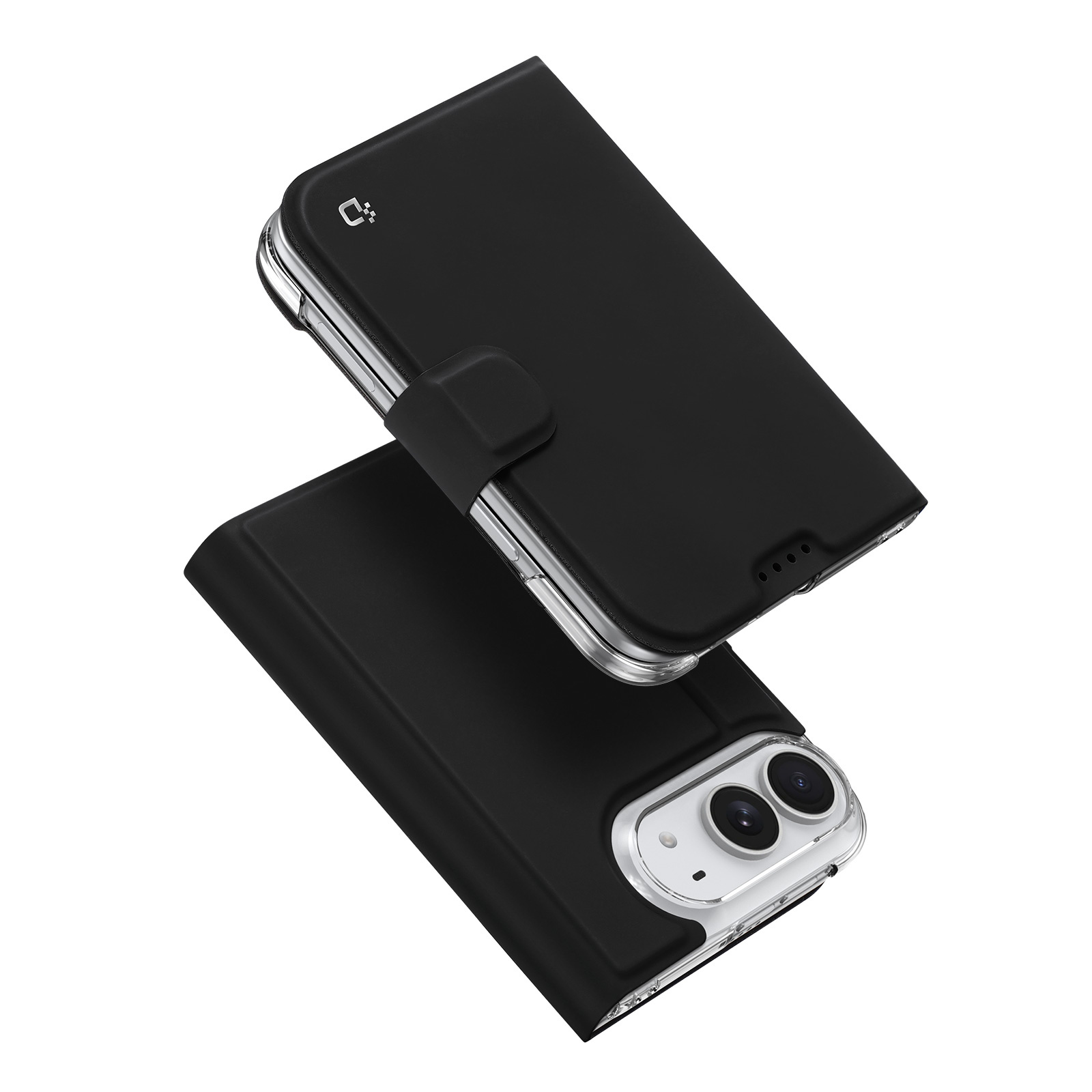 iPhone Duo hoesje - Slim bookcase met pasjeshouder en standaard - Zwart