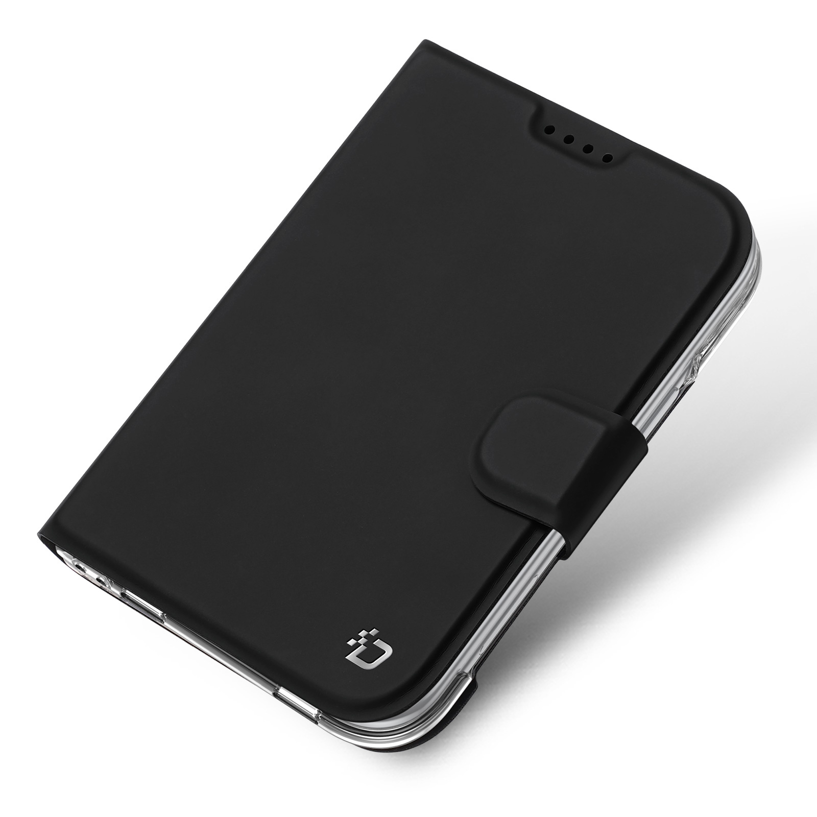 iPhone Duo hoesje - Slim bookcase met pasjeshouder en standaard - Zwart