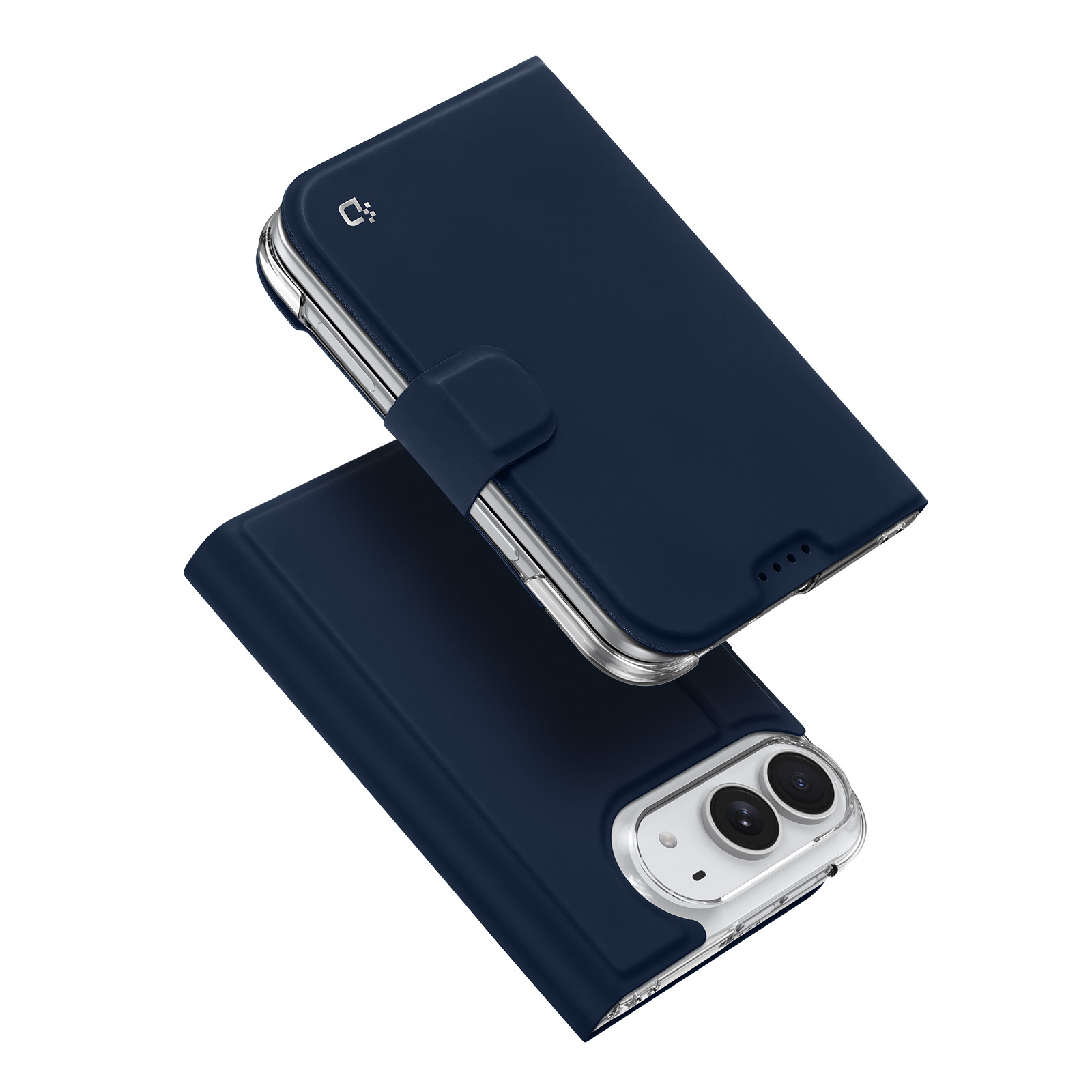 iPhone Duo hoesje - Slim bookcase met pasjeshouder en standaard - Blauw