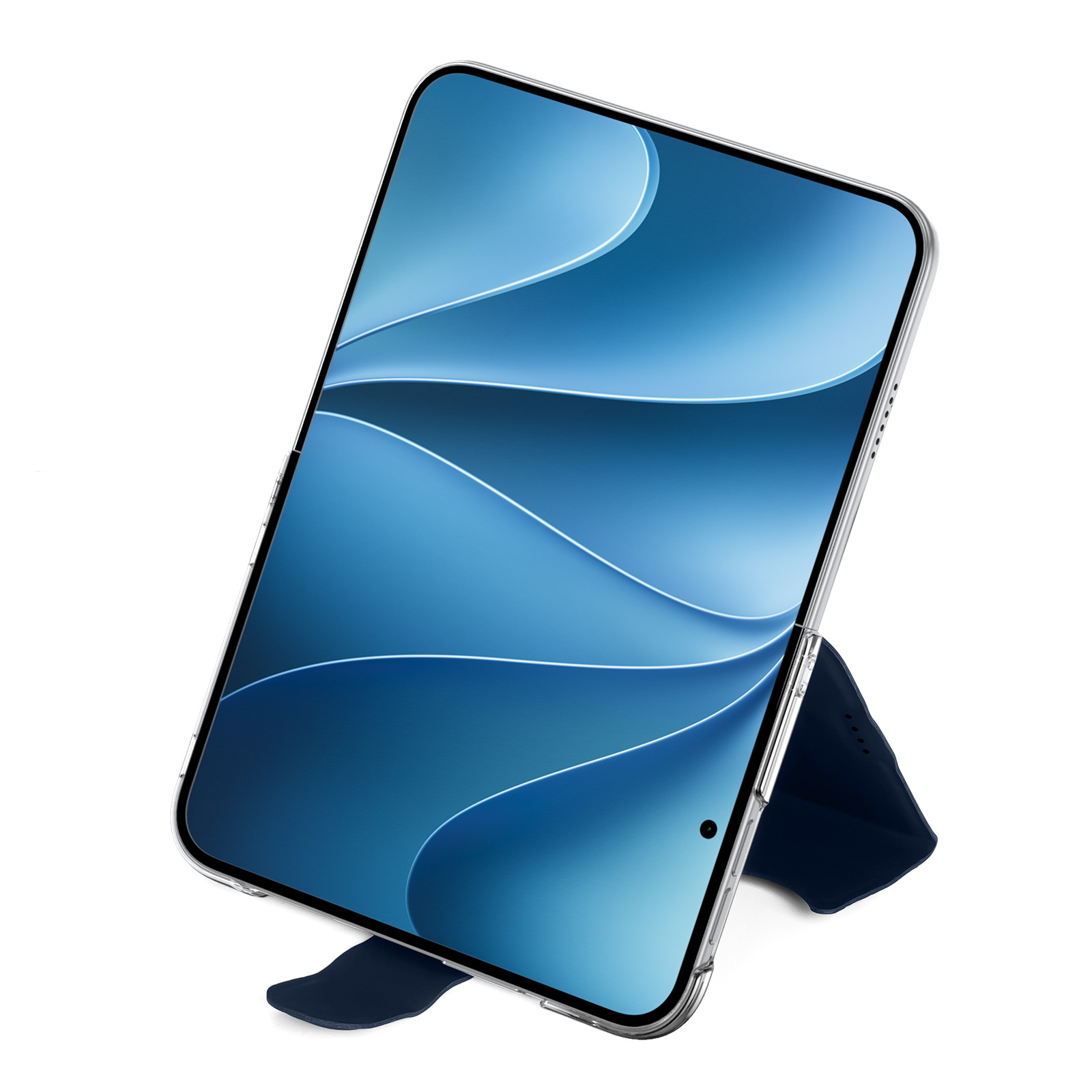 iPhone Duo hoesje - Slim bookcase met pasjeshouder en standaard - Blauw