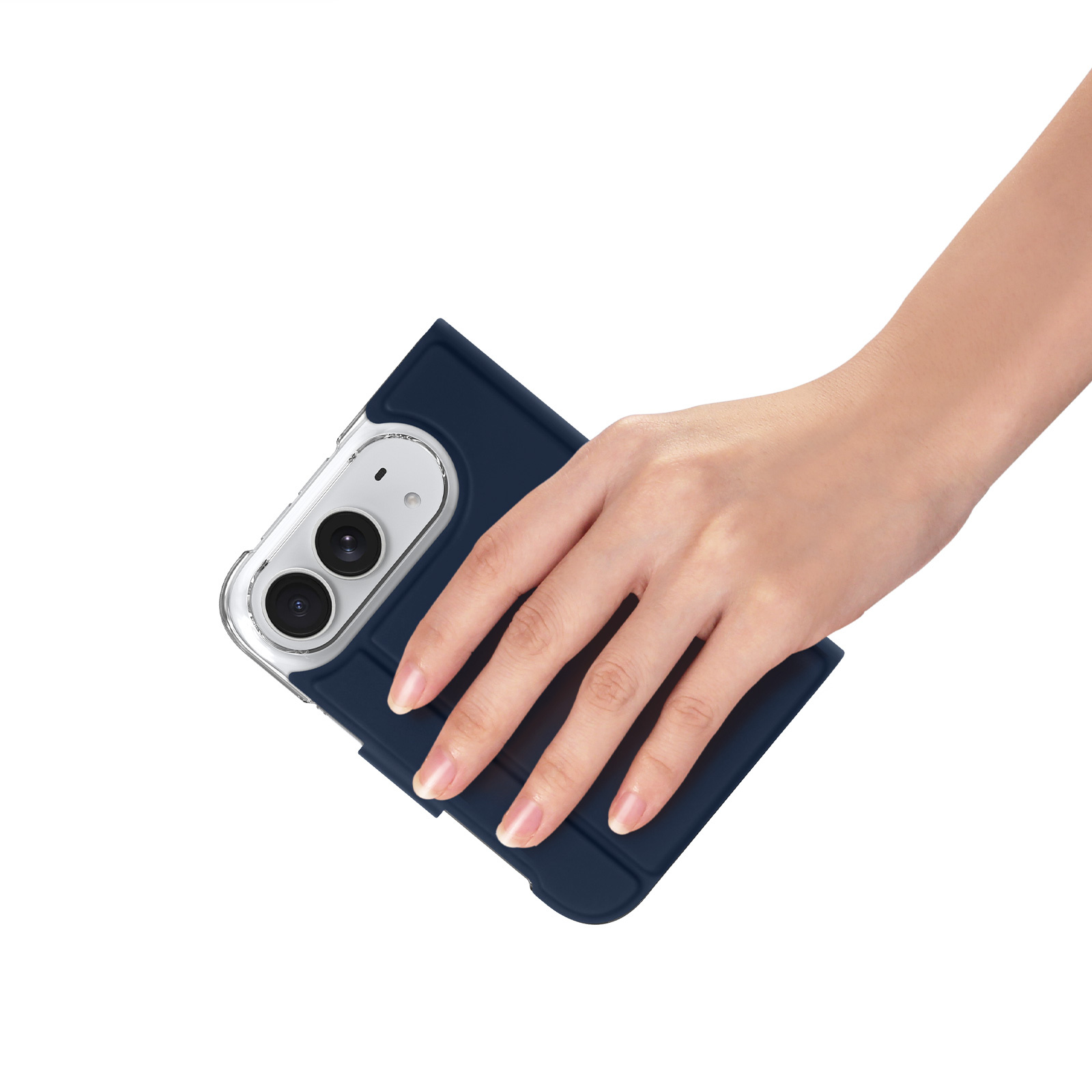 iPhone Duo hoesje - Slim bookcase met pasjeshouder en standaard - Blauw