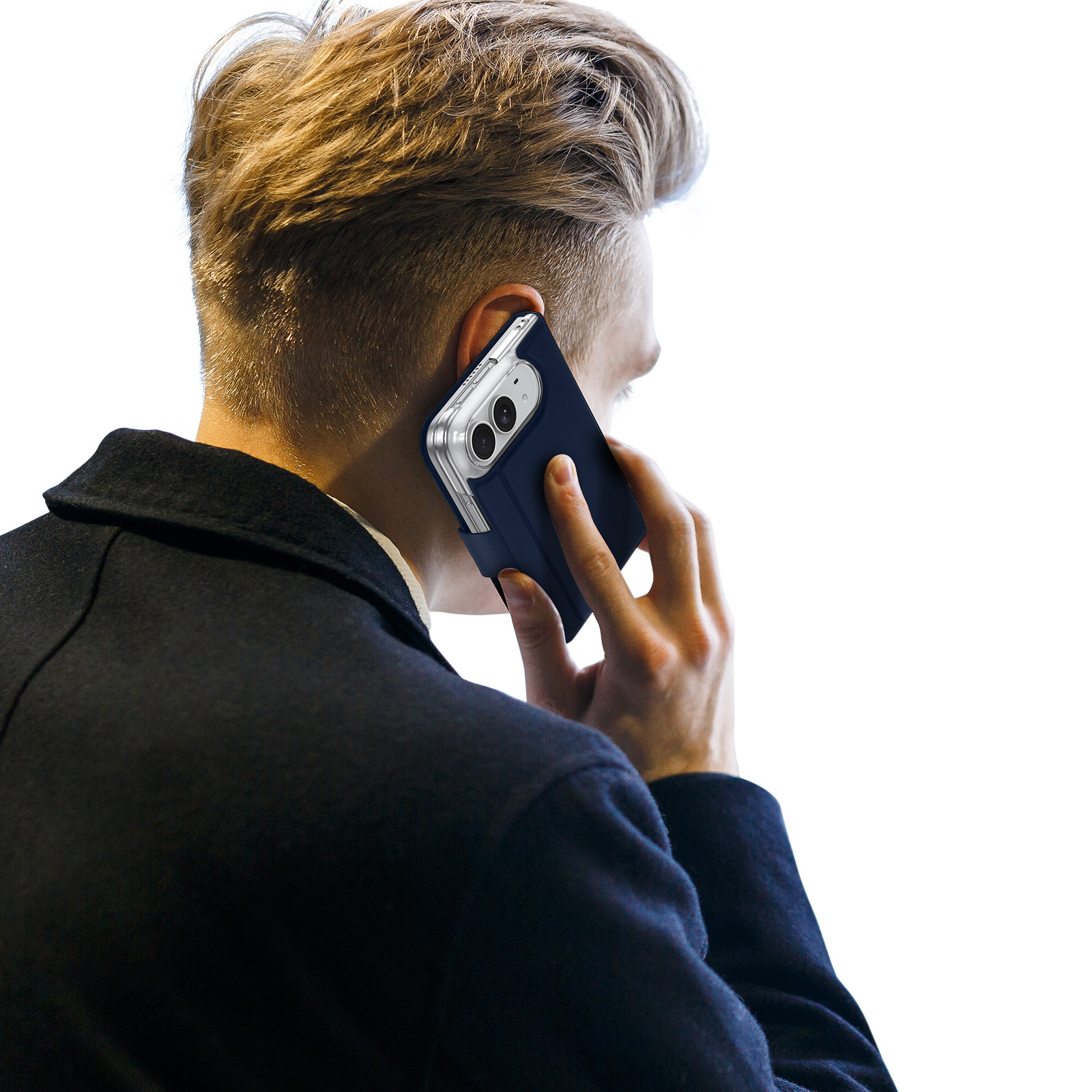 iPhone Duo hoesje - Slim bookcase met pasjeshouder en standaard - Blauw
