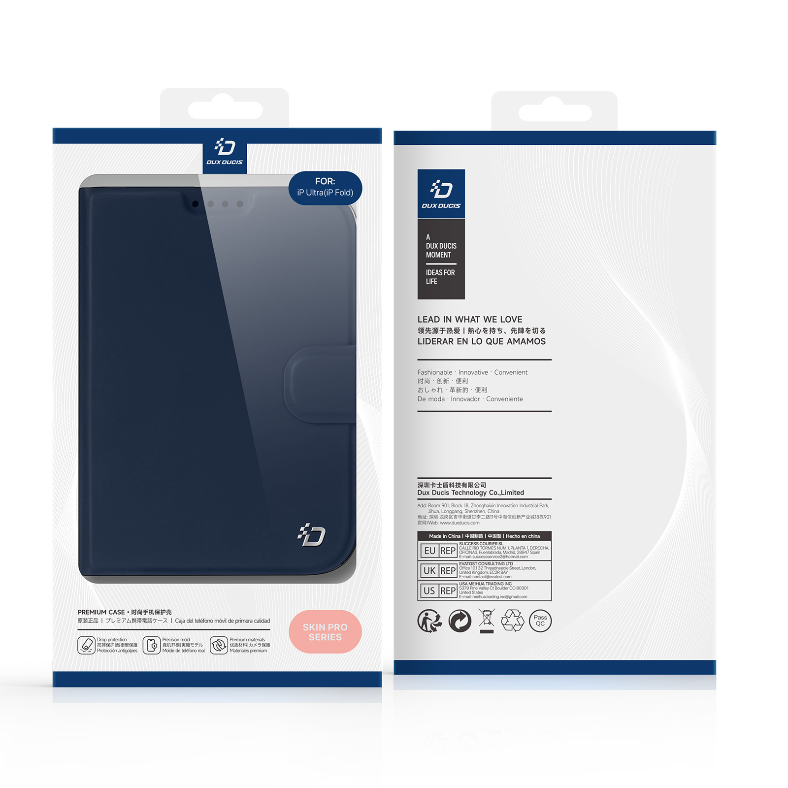 iPhone Duo hoesje - Slim bookcase met pasjeshouder en standaard - Blauw