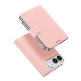 iPhone Duo hoesje - Slim bookcase met pasjeshouder en standaard - Lichtroze