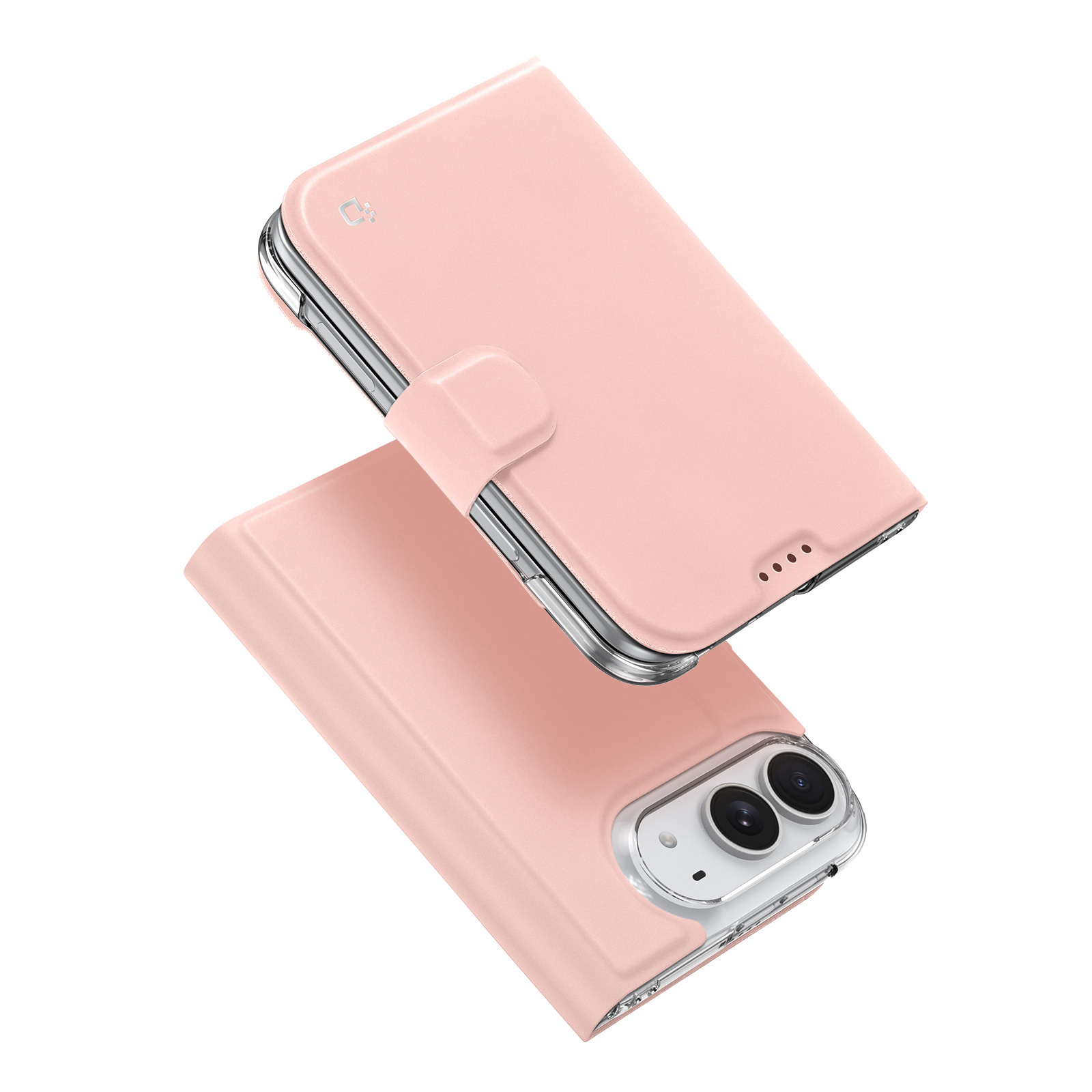 iPhone Duo hoesje - Slim bookcase met pasjeshouder en standaard - Lichtroze