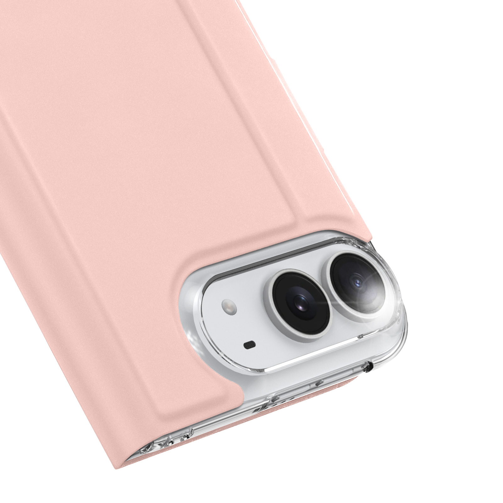 iPhone Duo hoesje - Slim bookcase met pasjeshouder en standaard - Lichtroze