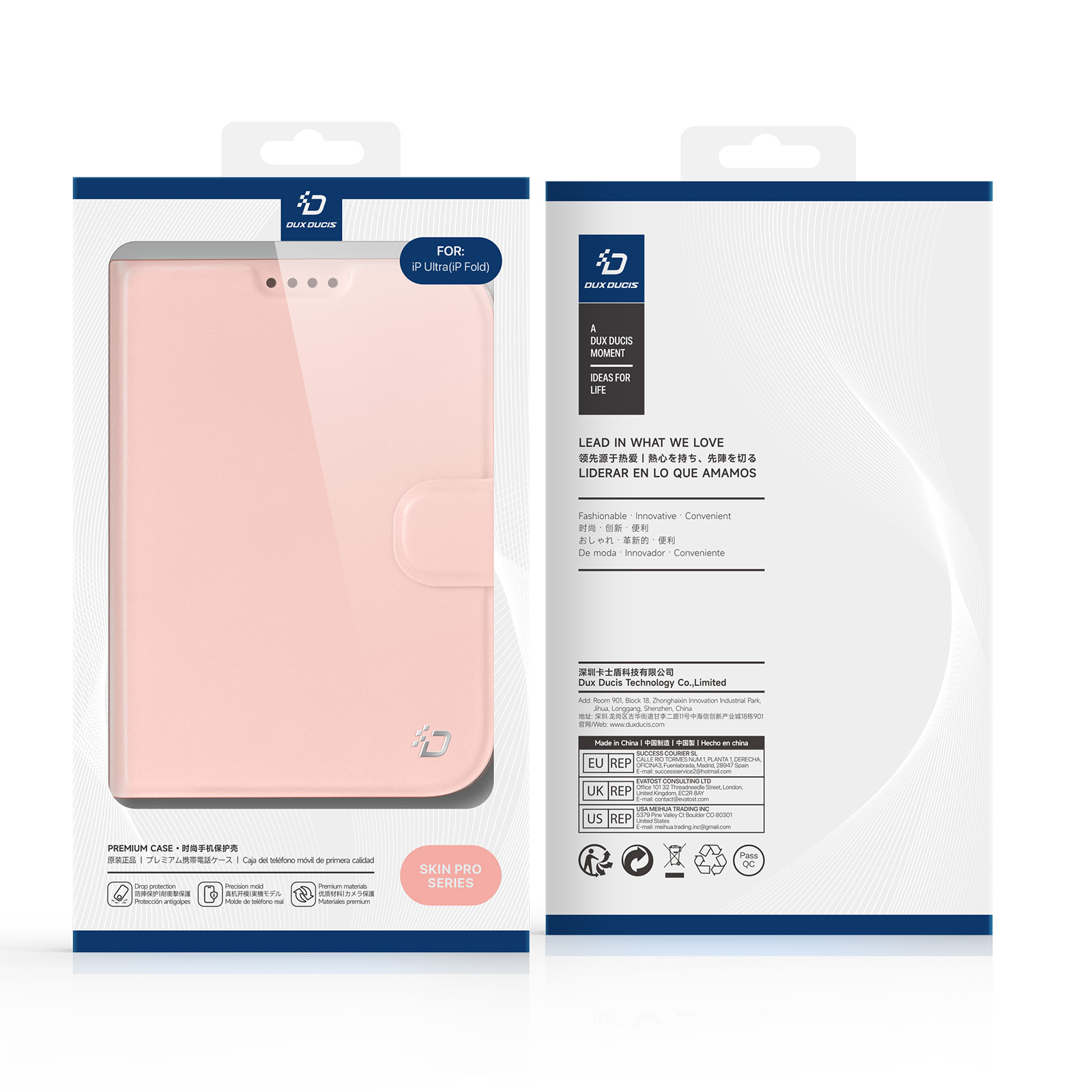 iPhone Duo hoesje - Slim bookcase met pasjeshouder en standaard - Lichtroze