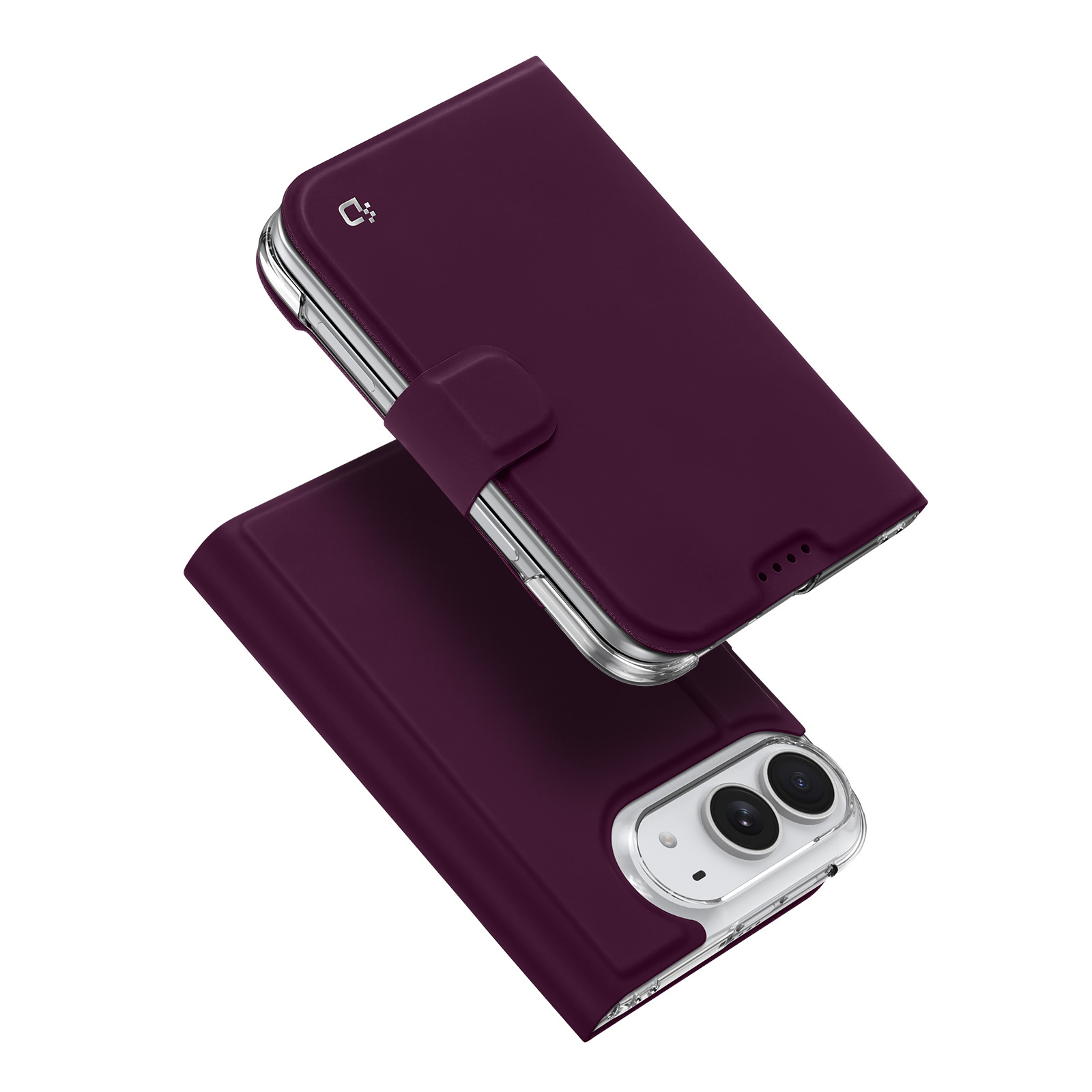 iPhone Duo hoesje - Slim bookcase met pasjeshouder en standaard - Burgundy