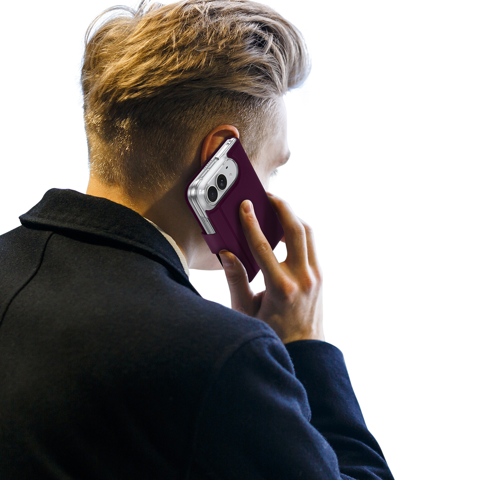iPhone Duo hoesje - Slim bookcase met pasjeshouder en standaard - Burgundy