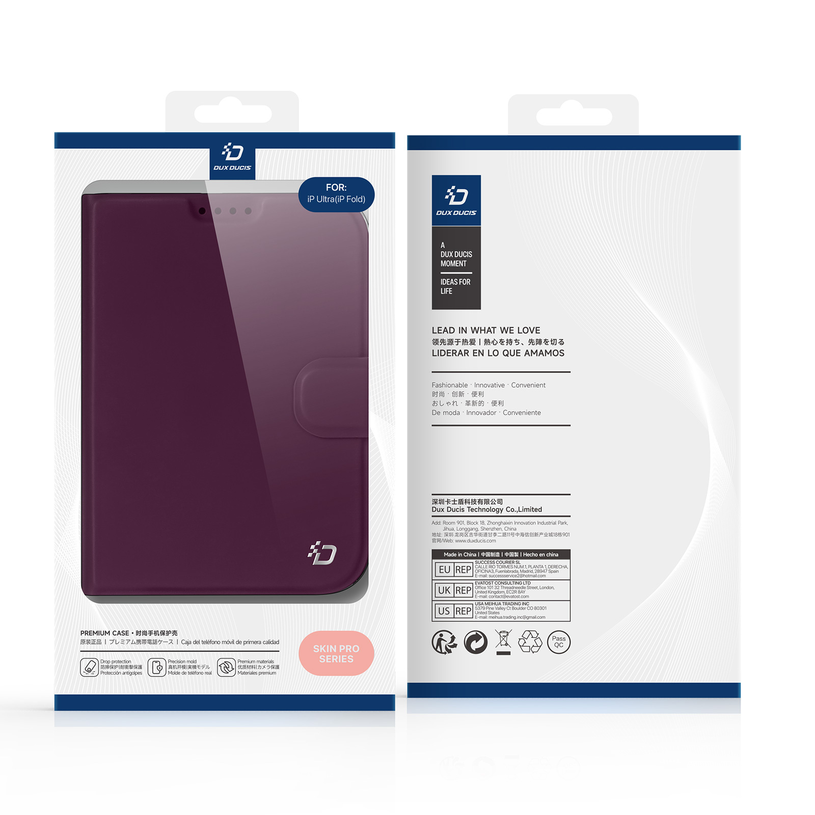 iPhone Duo hoesje - Slim bookcase met pasjeshouder en standaard - Burgundy