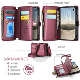 Caseme iPhone Duo hoesje - portemonnee telefoontasje met 10 pasjesvakken, RFID-bescherming en schouderband - Rood