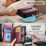 Caseme iPhone Duo hoesje - portemonnee telefoontasje met 10 pasjesvakken, RFID-bescherming en schouderband - Rood