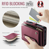 Caseme iPhone Duo hoesje - portemonnee telefoontasje met 10 pasjesvakken, RFID-bescherming en schouderband - Rood