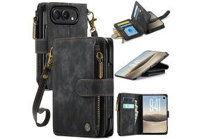 Caseme iPhone Duo PU leren hoesje - portemonnee - Zwart