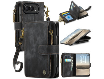 Caseme iPhone Duo PU leren hoesje - portemonnee - Zwart
