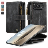 Caseme iPhone Duo PU leren hoesje - portemonnee bookcase met ritsvak, pasjeshouder en polsband - Zwart