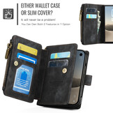 Caseme iPhone Duo PU leren hoesje - portemonnee bookcase met ritsvak, pasjeshouder en polsband - Zwart