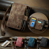 Caseme iPhone Duo PU leren hoesje - portemonnee bookcase met ritsvak, pasjeshouder en polsband - Bruin