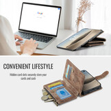 Caseme iPhone Duo PU leren hoesje - portemonnee bookcase met ritsvak, pasjeshouder en polsband - Bruin