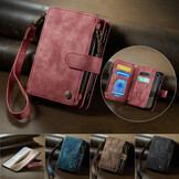 Caseme iPhone Duo PU leren hoesje - portemonnee bookcase met ritsvak, pasjeshouder en polsband - Rood