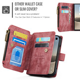 Caseme iPhone Duo PU leren hoesje - portemonnee bookcase met ritsvak, pasjeshouder en polsband - Rood