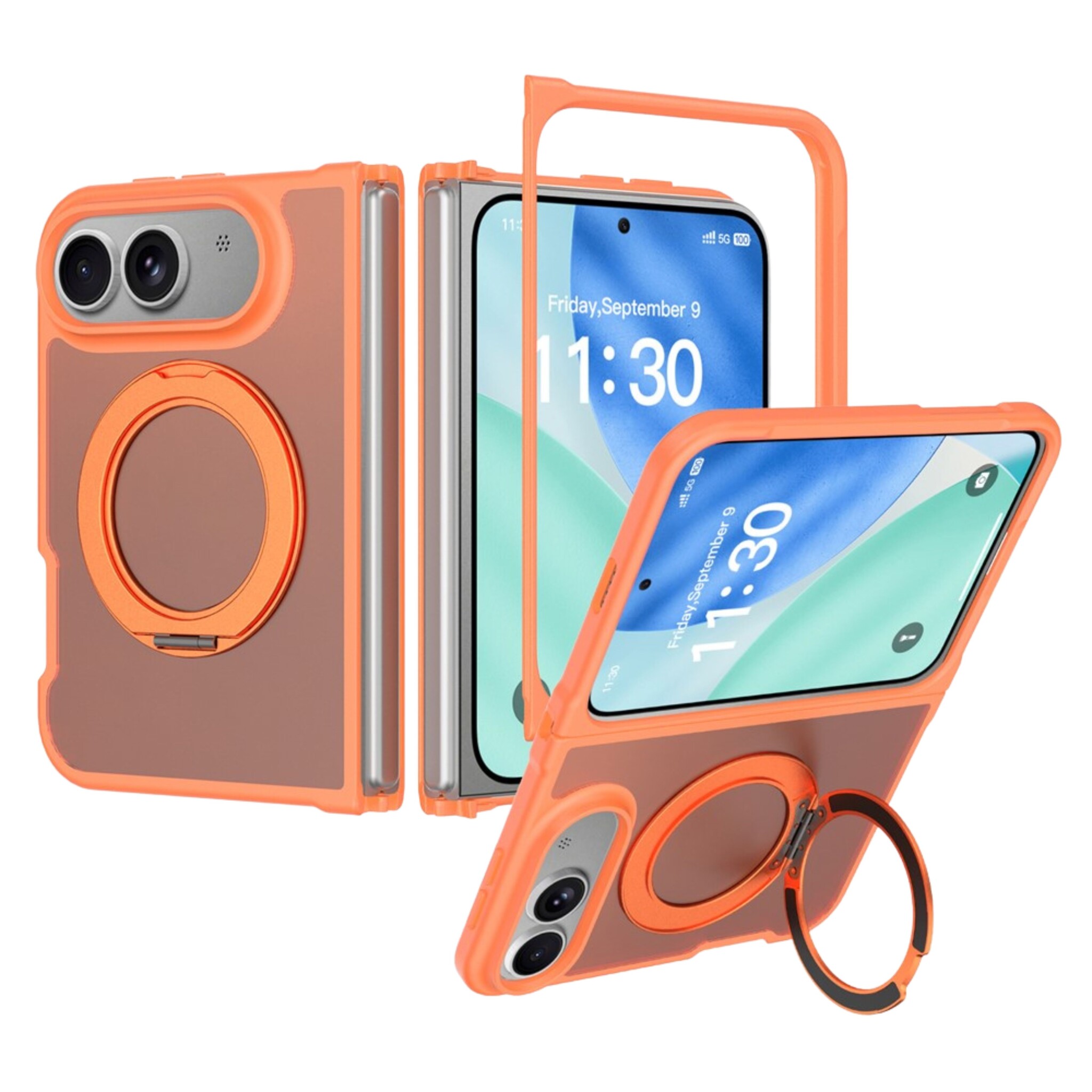 Casety iPhone Duo backcover hoesje met MagSafe-ring en draaibare kickstand - Oranje