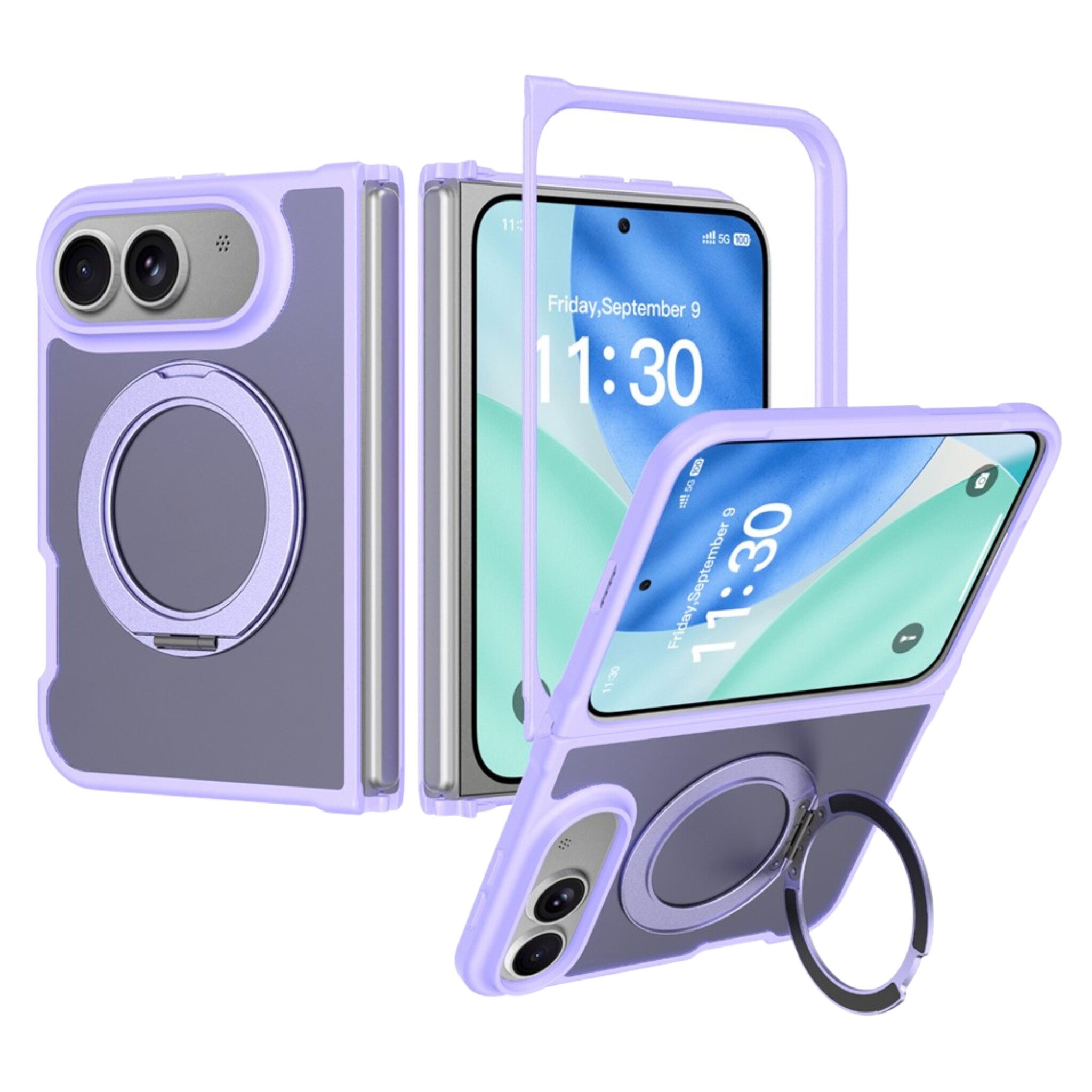 Casety iPhone Duo backcover hoesje met MagSafe-ring en draaibare kickstand - Lila