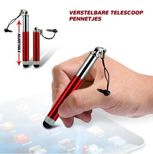 Stylus touchscreen pen uitschuifbaar voor smartphones, tablets en e-readers