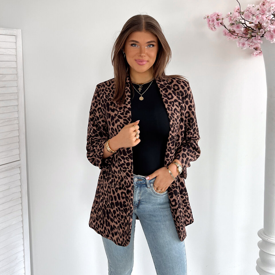 Bruine Leopard Blazer