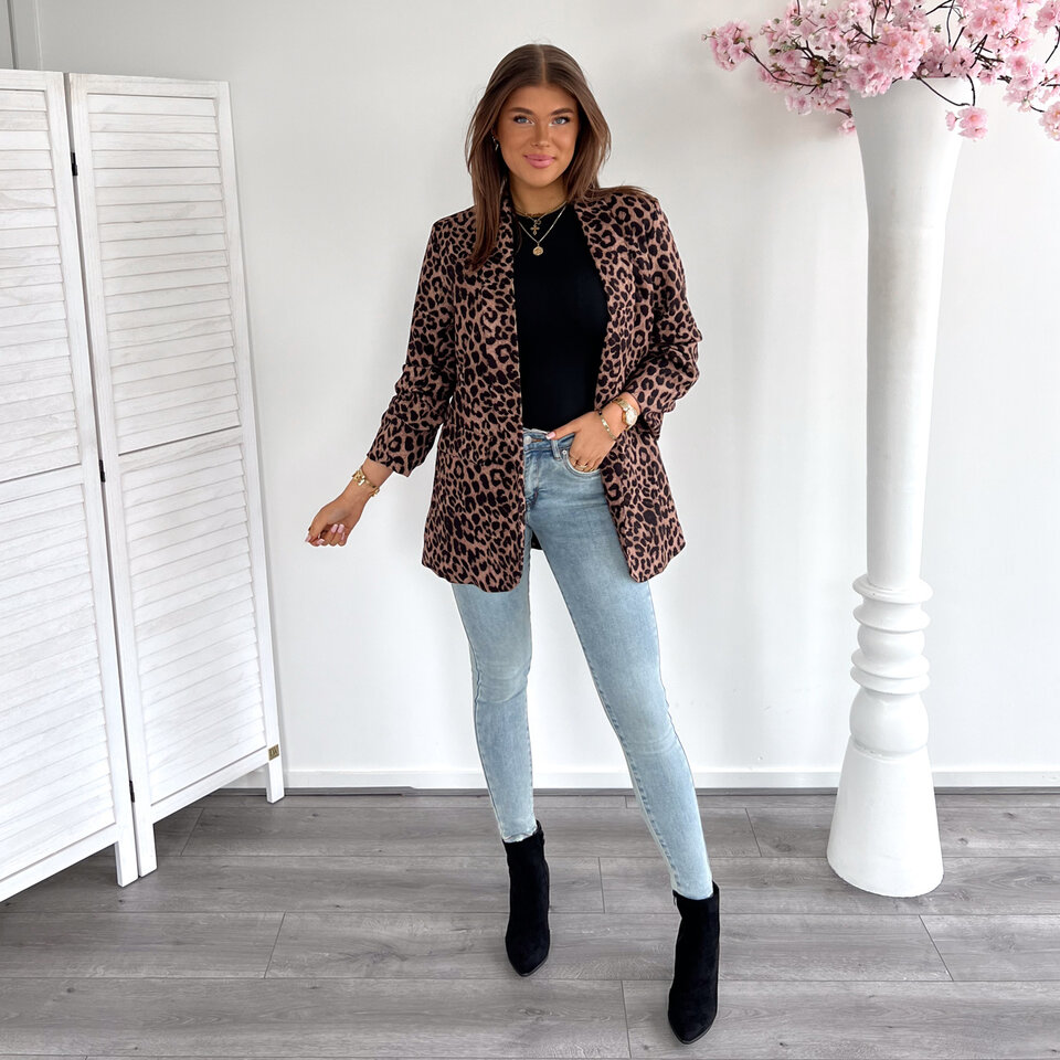 Bruine Leopard Blazer