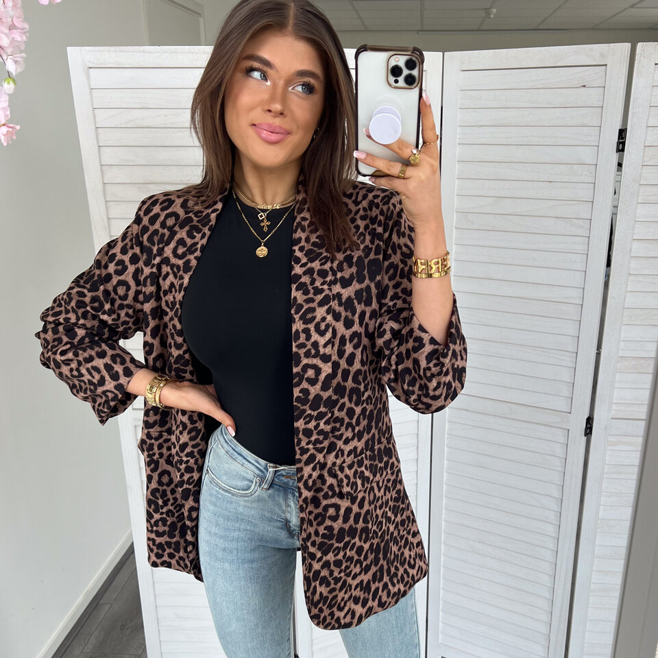 Bruine Leopard Blazer